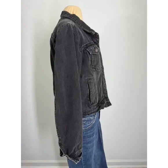 Vintage Free People black denim jacket , size M - Picture 8 of 10